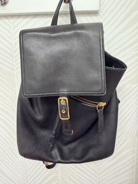 Coach Vintage Hampton Legacy Smooth Black Leather Backpack #9827